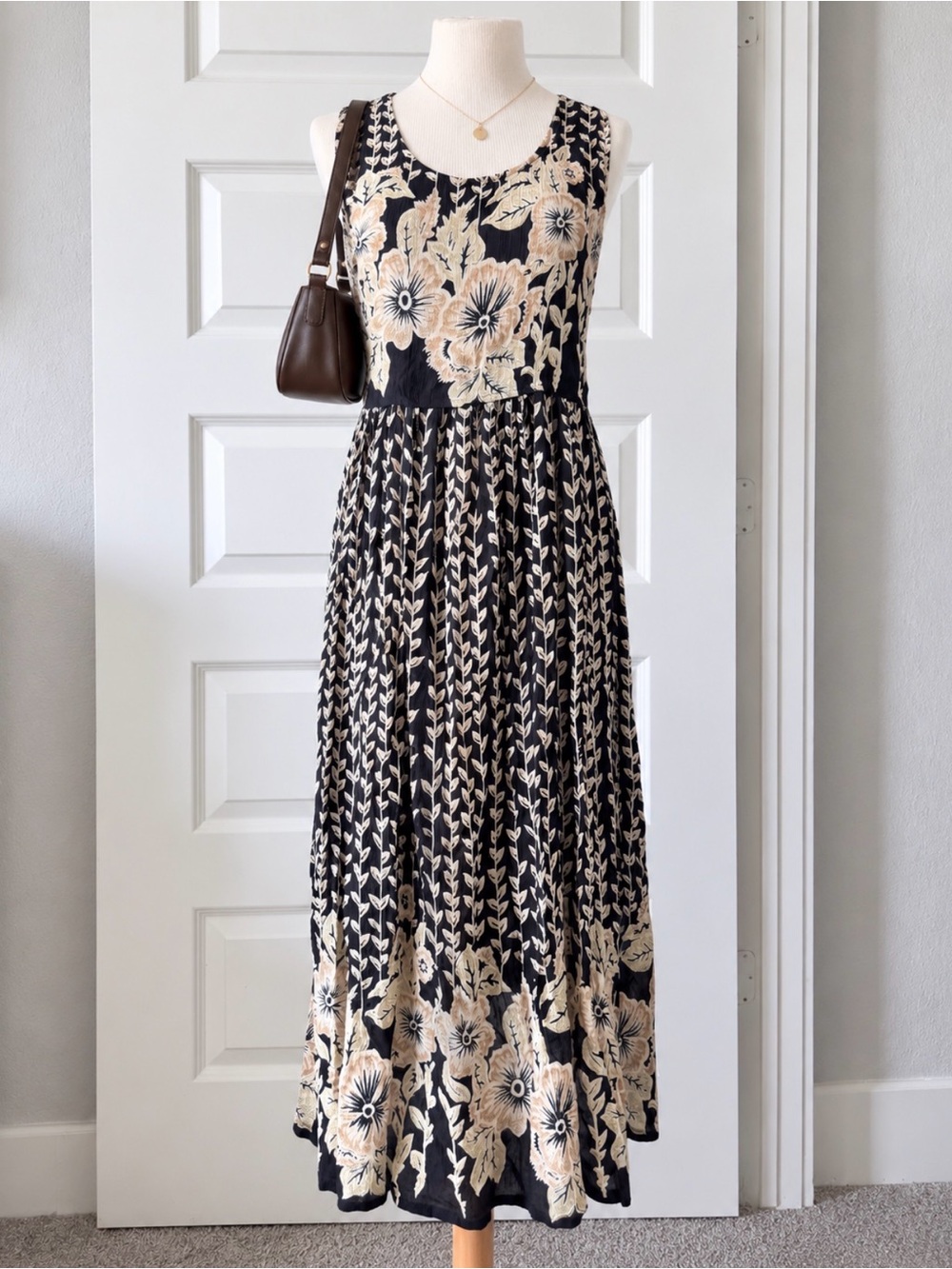 Vintage 90s M.P.H Black Floral Beaded Maxi Dress